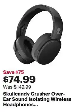 Best Buy Skullcandy Crusher Over-Ear Sound Isolating Wireless Headphones with Mic - Black - Only at Best Buy offer
