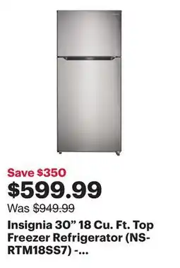 Best Buy Insignia 30 18 Cu. Ft. Top Freezer Refrigerator (NS-RTM18SS7) - Stainless Steel - Only at Best Buy offer