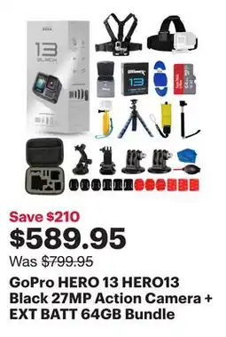 Best Buy GoPro HERO 13 HERO13 Black 27MP Action Camera + EXT BATT 64GB Bundle offer