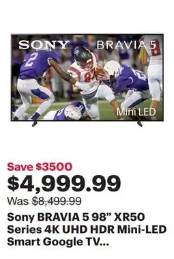 Best Buy Sony BRAVIA 5 98 XR50 Series 4K UHD HDR Mini-LED Smart Google TV (K98XR50) - 2025 offer