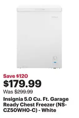 Best Buy Insignia 5.0 Cu. Ft. Garage Ready Chest Freezer (NS-CZ50WH0-C) - White offer