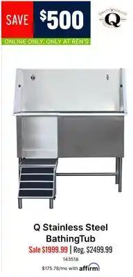 Ren’s Pets Depot Q Stainless Steel BathingTub offer