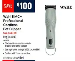 Ren’s Pets Depot Wahl KMC + Professional Cordless Pet Clipper offer