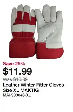 Bumper to Bumper Leather Winter Fitter Gloves - Size XL offer