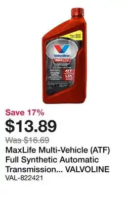 Bumper to Bumper MaxLife Multi-Vehicle (ATF) Full Synthetic Automatic Transmission Fluid offer