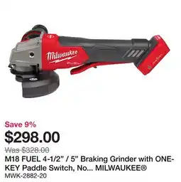 Bumper to Bumper M18 FUEL 4-1/2 / 5 Braking Grinder with ONE-KEY Paddle Switch, No Lock - Bare Tool offer