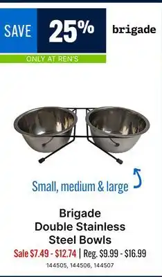 Ren’s Pets Depot Brigade Double Stainless Steel Bowls offer