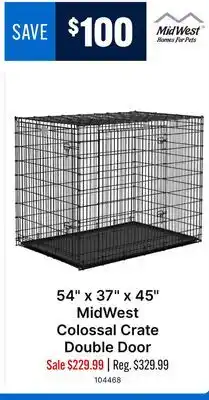 Ren’s Pets Depot 54 x 37 x 45 MidWest Colossal Crate Double Door offer
