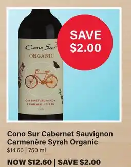 LCBO Cono Sur Cabernet Sauvignon Carmenère Syrah Organic offer