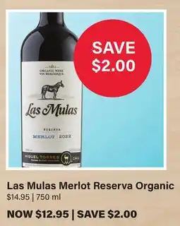 LCBO Las Mulas Merlot Reserva Organic offer