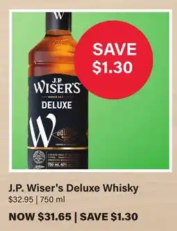 LCBO J.P. Wiser's Deluxe Whisky offer