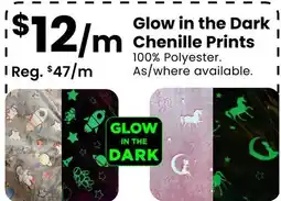 Fabricland Glow in the Dark Chenille Prints offer