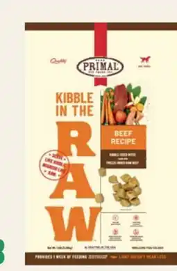 Petvalu Primal Kibble in the Raw Beef Recipe Adult Dog Food offer