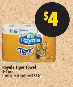 No Frills ROYALE TIGER TOWEL, 3=6 ROLLS offer