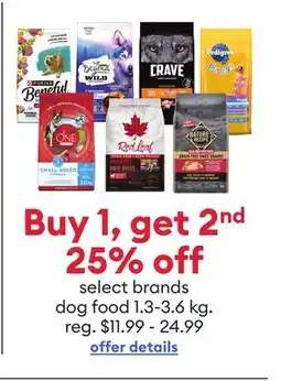 Petsmart Buy 1, get 2nd 25% off select brands dog food 1.3-3.6 kg offer