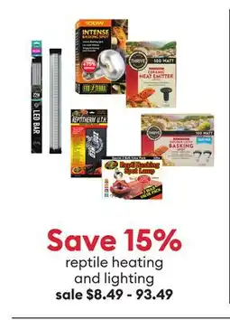 Petsmart Save 15% reptile heating and lighting offer