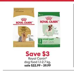 Petsmart Save $3 Royal Canin dog food 1.1-2.7 kg offer