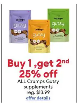 Petsmart Buy 1, get 1 25% off ALL Crumps Gutsy supplements offer