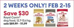 Petsmart Save $30 ALL Royal Canin dog food offer