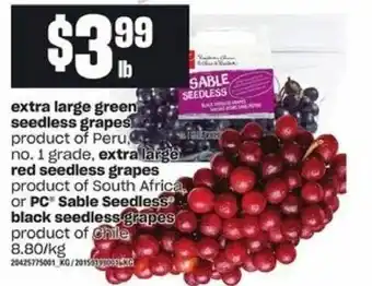 Zehrs Markets Extra large green seedless grapes offer
