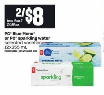 Zehrs Markets PC Blue Menu or PC Sparkling water offer