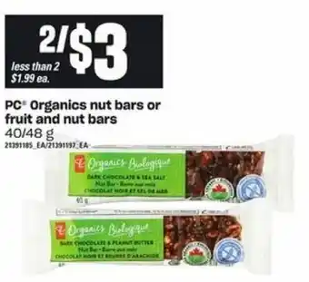 Zehrs Markets PC Organics nut bars or fruit and nut bars offer
