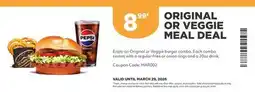 Harvey’s ORIGINAL OR VEGGIE MEAL DEAL offer