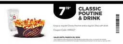 Harvey’s CLASSIC POUTINE & DRINK offer