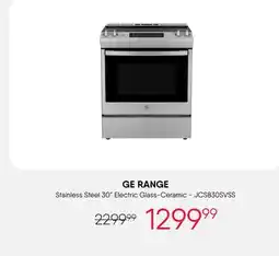 Meubles RD GE Range Stainless Steel 30 Electric Glass-Ceramic - JCS830SVSS offer