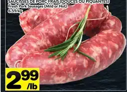 Supermarché PA SAUCISSES DE PORC FRAIS (DOUCES OU PIQUANTES) | Fresh Pork Sausages (Mild or Hot) offer