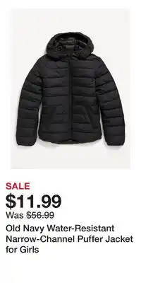 Old Navy Old Navy Water-Resistant Narrow-Channel Puffer Jacket for Girls offer
