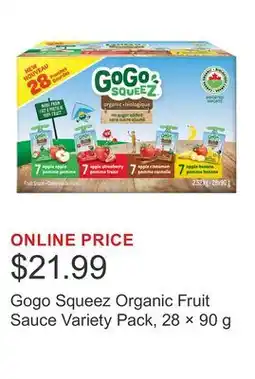 Costco Gogo Squeez Organic Fruit Sauce Variety Pack, 28 × offer