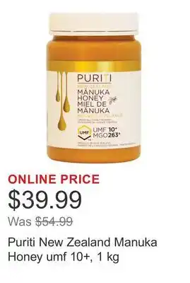 Costco Puriti New Zealand Manuka Honey umf 10+, 1 kg offer