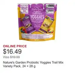 Costco Nature's Garden Probiotic Yoggies Trail Mix Variety Pack, 24 × offer