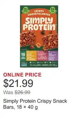 Costco Simply Protein Crispy Snack Bars, 18 × offer