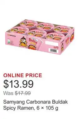Costco Samyang Carbonara Buldak Spicy Ramen, 6 × offer