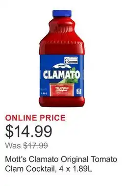 Costco Mott's Clamato Original Tomato Clam Cocktail offer