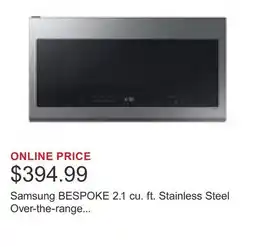 Costco Samsung BESPOKE 2.1 cu. ft. Stainless Steel Over-the-range Microwave - 400 CFM offer