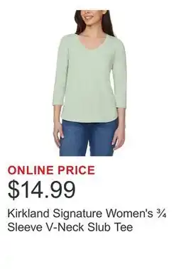 Costco Kirkland Signature Women's ¾ Sleeve V-Neck Slub Tee offer