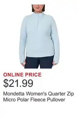 Costco Mondetta Women's Quarter Zip Micro Polar Fleece Pullover offer