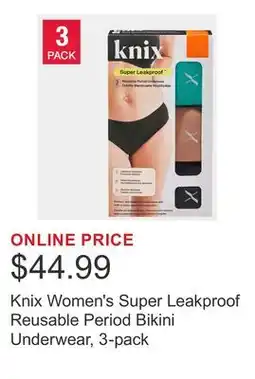 Costco Knix Women's Super Leakproof Reusable Period Bikini Underwear, 3-pack offer