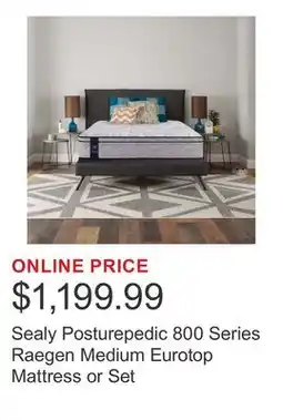 Costco Sealy Posturepedic 800 Series Raegen Medium Eurotop Mattress or Set offer