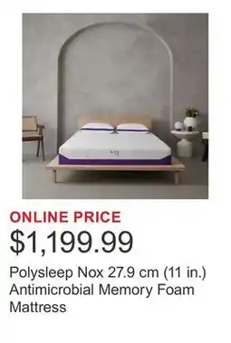 Costco Polysleep Nox 27.9 cm (11 in.) Antimicrobial Memory Foam Mattress offer
