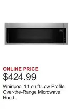 Costco Whirlpool 1.1 cu ft.Low Profile Over-the-Range Microwave Hood Combination - 400 CFM offer