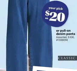 Giant Tiger pull-on denim pants offer