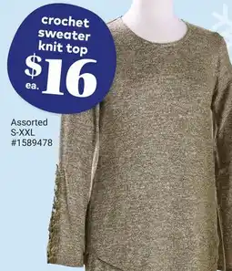 Giant Tiger crochet sweater knit top offer