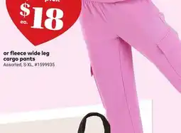 Giant Tiger Fleece wide leg cargo pants offer