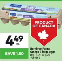 Giant Tiger Burnbrae Farms Omega 3 large eggs offer