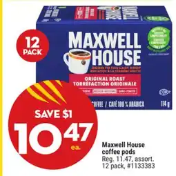 Giant Tiger Maxwell House coffee pods offer