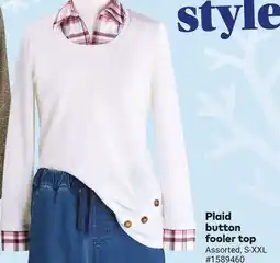 Giant Tiger Plaid button fooler top offer